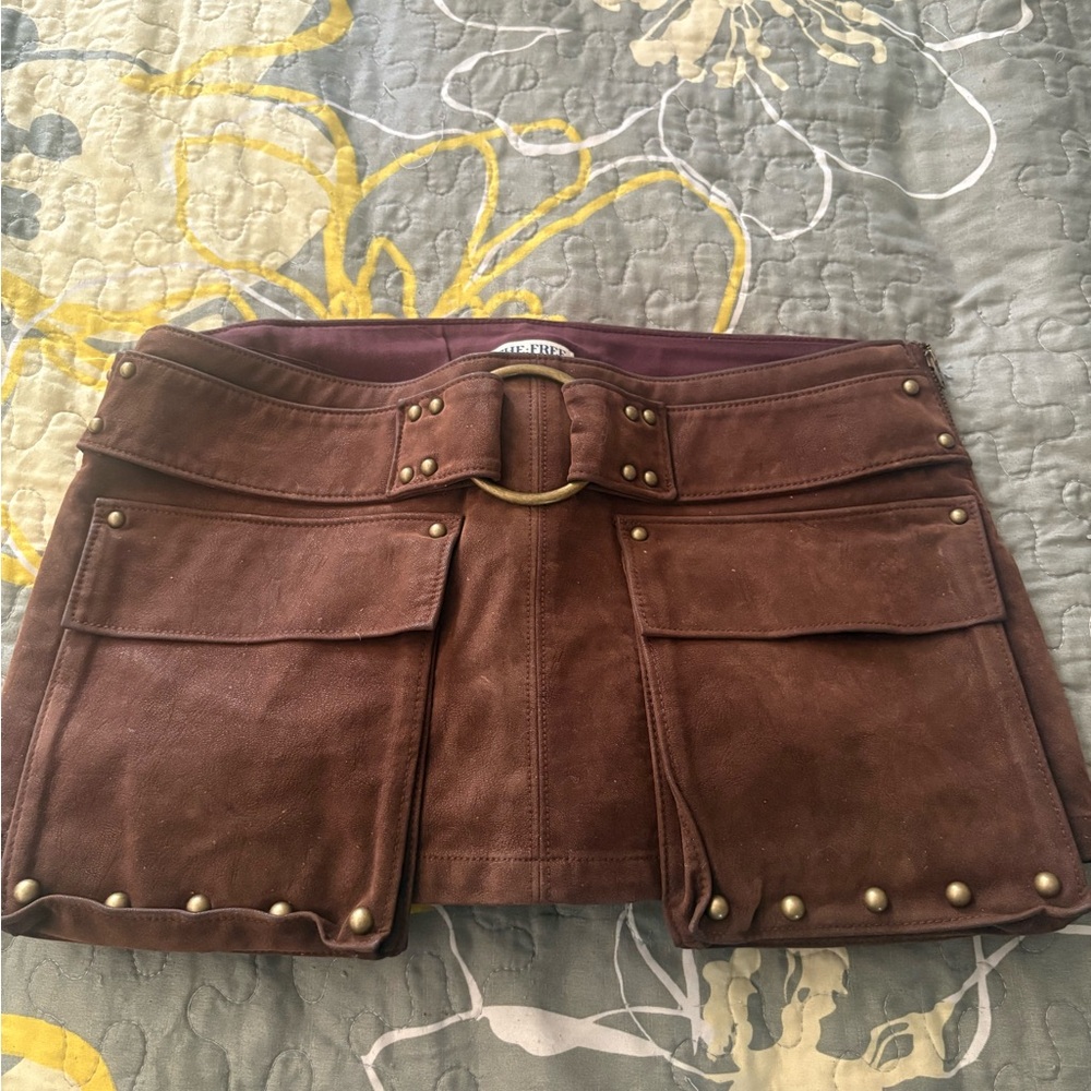 Free People micro mini faux suede cargo skort size 4 - Picture 3 of 8